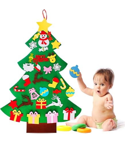 ENIKMOSD Weihnachtsbaum Bastelset Für Kinder – 2 Filz-Bäume Zum Dekorieren