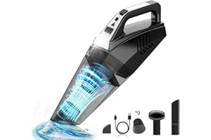 Hihhy Handheld Vacuum, 9500PA Car Vacuum Cleaner Cordless, Powerful Car Hoover Cordless with LED Light, Mini Hand Held Vacuuming Cordless with 9 Filters