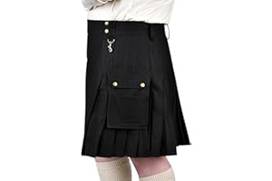 H HIGHLAND REDSTONE Mens Kilt Scottish Phantom Utility Kilts for Men Traditional Highland Costume Kilts with Cargo Pockets