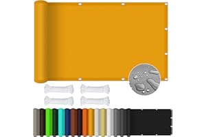 GOUBO Toldo Vela De Sombra 3 x 3.5 m Impermeable Toldo Vela Parasol Prueba de Viento protección UV para Barandilla de Balcón, Dorado