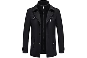 KUDORO Manteau Homme en Laine Chaud Mi-Long Hiver Trench Coat Slim Fit Classique Parka Pardessus Caban Business Élégant Duffle-Coats Coup-Vent Revers Overcoat