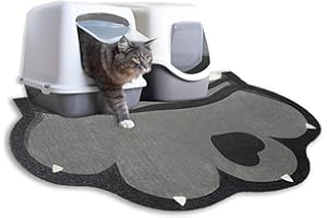 KOOLYOUTH Katzenstreu Matte, 90 x 60 cm Katzenklo Matte Groß für Katzenklo, rutschfest und wasserdicht Katzentoilette Matte, leicht zu reinigen, niedliche weiche PVC Katzenklo Unterlage, Grau