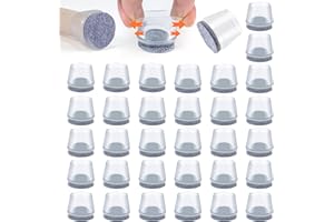 VABNEER 16 Stück Schutzkappen Für Stuhlbeine, 16-18mm Runde Transparent Silikon Stuhlbeinkappen mit Filzpolstern, Rund Tische und Stühle Fuß Protektoren für Hartholzböden