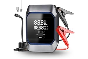 UABRLA Starthilfe Powerbank mit 160PSI Kompressor, 8-in-1 Booster Auto Starthilfe mit Großes LCD Bildschirm, 4000A Spitzenleistung Batterie Starter Powerbank für 8.5L Benzin und 8.0L Diesel, LED-Licht