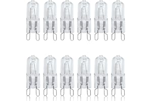 B4U 12 Pack Dimmable G9 25W Halogen Small Bulbs 240V, Capsules Halogen Light Bulbs 25 watt, Safety Fused Preventing Lamps Bulb Exploding, Warm White Light 2700K, Up to 2500 Hours Life
