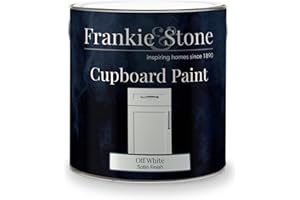 Frankie & Stone Cupboard Paint - Off White - 2.5 Litre - Refresh Wood Furniture & Cabinets - Ideal For Kitchens, Bathrooms & Living Rooms - High Scuff Resistance - Satin Finish