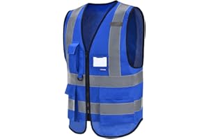 AYKRM 21 couleur Gilet di Sicurezza Antinfortunistici Alta Visibilità con tasche Giacca da lavoro riflettente ad alta visibilità Gilet riflettente con cerniera