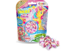 INKEE Badestreusel Galupy Unicorn | 100g Badesalz Kinder mit 4 Farbschichten- Mit Zuckerwatten-Aroma und Kakaobutter