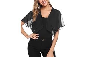 Aottori Women Bolero Shrug Summer Chiffon Cropped Cardigan Open Front Short Sleeve Shawl Tops Casual Lightweight Cardigans UK