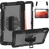 Samsung Galaxy Tab S10 lite/S10 FE/S9/S9 Fe 10.9/11in&ccedil; ile Uyumlu Karbon Desenli Kılıf Darbeye Dayanıklı Koruyucu Kılıf El As