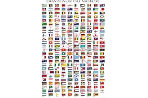 1art1 Drapeaux Du Monde Posters XXL Noms Des Pays Et Capitales, En Français Affiche Salle de séjour 120x80 cm