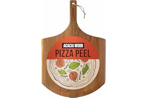 Chef Pomodoro | Pelle à Pizza en Bois d'Acacia Léger (35,5 cm), Pelle Pizza, Planche à Pizza de Preparation et Lancement de Pizza et Pain faits Maison, Accessoire pizza convient au Four