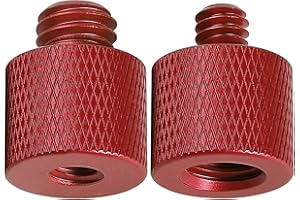 Camera Screw Adapter Thread 1/4" Male to 3/8" Female and 3/8" Male to 1/4" Female Adapter Set for Camera Monitor, Tripod, Mount Frgyee (Red)