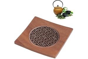 FICTORY Tapis de théière en Bois, sous Verres carrés en Noyer, sous Verres en Bois de Noyer résistant à la Chaleur Tasse à thé café Tapis de théière Accessoires de cérémonie du thé pour Table à Manger