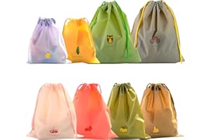 DRWOSM 8 Pcs Sac à Cordon Imperméable Sac de Rangement étanche avec Cordon de Serrage Chaussures Tissu Jouet Organisateurs Bagage en Plastique Organiseurs de Bagage pour Voyage pour Vêtements, Lessive