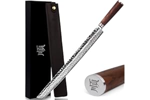 YOUSUNLONG Coltello Sakimaru 430 mm Coltello Ultimate Yanagiba Coltello Sujihiki Adatto per tagliare grandi salmone Maguro Tonno - Manico in noce naturale con fodero in pelle Confezione regalo