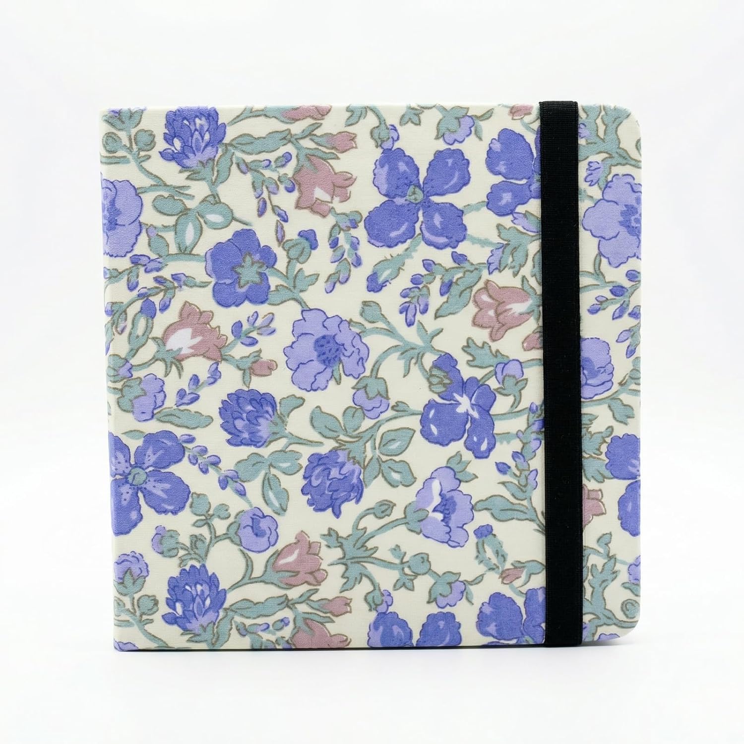 Diario de Acuarela, 300 g/m² 24 Hojas Algodón Cuaderno Acuarela de Doble Cara con Bolsillo Interior de Papel,Banda Elástica,16x16cm, Cuadernos de Papel de acuarela para Tinta Acrílico,Flores Moradas
