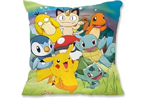 YFCHOTI Kissenbezug Kinder Zierkissenbezüge, Cartoon-Anime-Elf Kissenhülle, Superweicher Kopfkissenbezug mit Doppelseitigem Muster und Verdecktem Reißverschluss für Bett Sofa Stuhl Auto, 45x45cm