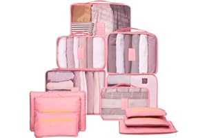 TXBOBECO 12-częściowy zestaw organizerów do walizki, akcesoriów podróżnych, organizerów do walizki, toreb na ubrania, kostki do pakowania kosmetyków, organizerów podróżnych, torby do pakowania walizek