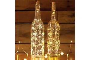 kolpop (18 pezzi) Luci per Bottiglia, Tappi LED a Batteria per Bottiglie, Filo di Rame Led Decorative Stringa Luci da Interni e Esterni per Festa, Giardino, Natalizie, Matrimonio (Bianco Caldo)
