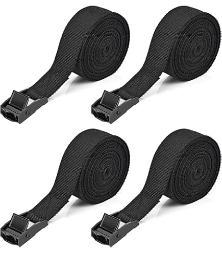 Lot De 6 Sangles D'Arrimage 2m X 25mm - 250kg Charge De Travail, Boucle Métal Solide Pour Voiture, Vélo, Bagages, Camping