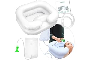 SERININA Lavatesta Portatile per Parrucchieri e per Disabili, con Doccetta, Lavandino Lavacapelli Gonfiabile per Persone Allettate (Kit completo di Lavandino,Doccino,Scarico e Sacca)