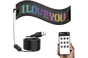 Luminea Laufschrift: Programmierbare Flexible LED-Anzeigetafel, 1.824 LEDs, 59 x 12 cm, App (Laufschrift programmierbar, Display, Digitale Wanduhr)