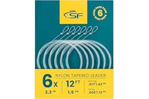 SF Confezione da 6 lenze pre-annodate in nylon per pesca a mosca, 2,3 m, 2,7 m, 3,7 m, 0 x 1 x 2 x 3 x 4 x 5 x 6 x 7 x