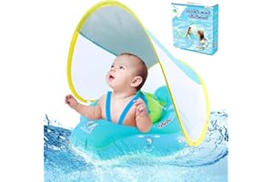 Auniq Bouee Bebe, Bébé Siège De Piscine avec Auvent, Flotteur de Natation Gonflable pour bébé, Bague De Natation Flottante, avec Pompe Manuelle, pour Les Enfants de 3 à 36 Mois