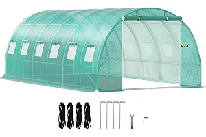 VEVOR Bågtak, växthus, 6,1 x 3 x 2,1 m, folieväxthus, galvaniserad stålram och PE presenning, växthus, tunnel, vattentätt och