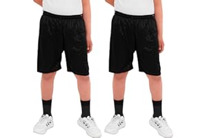 biyya® 2 Pack Boys Girls Unisex Shadow Stripe Gym Sports Football Games School PE Shorts 5 to 14 Years