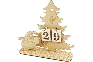 JOFONY Christmas Advent Calendar Wooden Countdown Santa Christmas Trees Calendars Decorations for Home, 24 Days Til Christmas, Xmas Gift for Kids, Christmas Table Decor