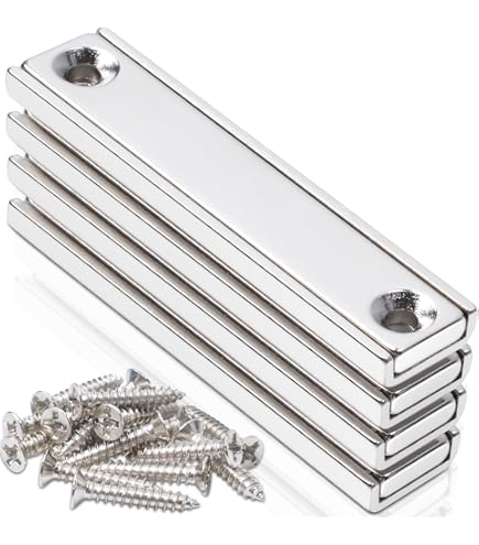 4 Aimants Néodyme Wukong 50x10x3mm - Force Magnétique Forte - Surface Nickelée - Pour Bureau, Cuisine