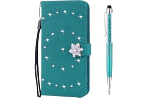 Grandoin Funda para Samsung Galaxy Note 20 Ultra 5G/4G, Diamante Brillante Case [Mandala] PU Cuero Case Cuerpo Completo Carcasa Protectora Cartera Soporte Plegable Función Fundas Case Cover (Cian)