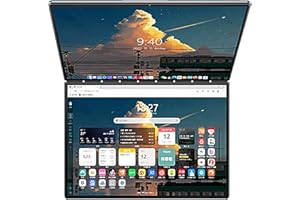 KingnovyPC Laptop para juegos de doble pantalla, Intel N100 Laptop 2 pantallas de 13.5 pulgadas 2.5K Touch IPS 16G DDR5 Windows 11 Notebook Yoga Tablet PC 2 en 1, USB 3.2, Tipo-C, DisplayPort