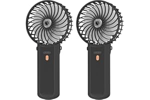 Lepwings Mini Przenośny Wentylator, 2-częściowy Ręczny Wentylator Możliwością Ładowania Przez USB, 4 Prędkości, 5,5-16 Godzin Pracy, 180 ° Obrót, Mały Składany Wentylator Domu, Biura, Podróży- Czarny