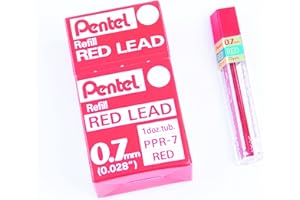 Pentel Etuis de 12 mines rouges pour Porte-mines 0,7 mm Rouge, Lot de 12