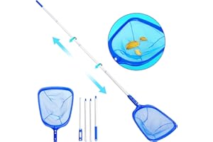 PBWZF Pool Kescher, 76-195cm lang-Teichkescher Poolkescher Poolreinigung Feinmaschig mit Teleskopstange Teichkescher für Pools, Teiche, Schwimmbad Blätter Reinigungsnetz - Verstärkte Aluminiumverlängerungen