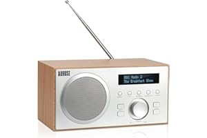 August MB420 DAB+/FM Radio mit Bluetooth digitales Küchenradio mit Holzgehäuse mit RDS-Funktion 60 Presets Hifi Lautsprecher 5W - Radiowecker mit Sleeptimer Alarm Snooze - USB/Aux-In/Aux-Out