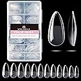UNA GELLA Almond Fake Nails 500pcs Almond Press on Nails Pre-shape Almond Gel Nail Tips for Full Cover Acrylic French False Nail Extension Nail Art, Home DIY Nail Salon 12 Sizes False Gelly Tips
