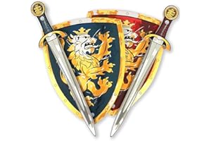 Liontouch - Set di 2 Spade e 2 Scudi da Cavaliere per Ragazzi, Blu/Rosso - età 3-8 Anni | Stile Medievale in Gommapiuma Resistente e Sicura | Armi e Accessori per Giochi di Ruolo in Costume