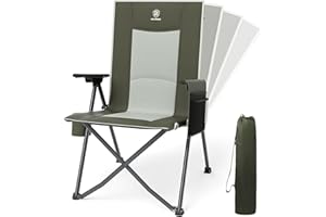 EVER ADVANCED Chaise de Camping Pliante avec Dossier réglable 160KG, Chaise Pliante Recliner 4 Positions, Chaise Pliante avec Poche latérale & Porte-Boisson pour Camping Jardin Balcon