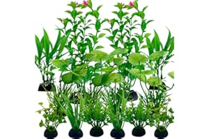 Plante Artificielle Aquarium Deco, 14 Pièces Vibury Vert Plantes Terrarium Plante Décoration pour Aquarium Poissons
