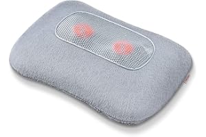 Beurer MG 145 Coussin de massage, masseur du dos et de la nuque pour un massage shiatsu relaxant, fonction chauffante, housse lavable, 4 têtes de massage, gris