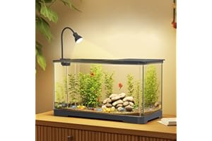 PORTOALEGRE Set completo per acquario con illuminazione a LED, serbatoio per pesci con pompa, coperchio, silenzioso e decorativo, con finestrella trasparente, set di base tropicale, per ufficio, casa, 40 x 22 x
