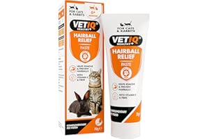 VETIQ Hairball Relief Paste With Vitamin E & Fibre For Cats & Rabbits 6+ Months, Helps Remove & Prevent Hairballs, 70 g (Pack of 1)