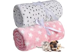 LeerKing Kocyk dla psa i kota 2 pakiety kocyków do spania, które można prać w pralce, kocyk dla szczeniaka, mały kocyk dla zwierząt na sofę i łóżko dla zwierząt 75 * 100cm 2 pakiety jasnoróżowy biały