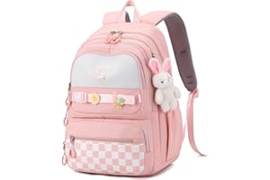 Amythe Zaino Scuola Elementare e Media per Ragazza, Zainetto Bambina Scuola Impermeabili Casual, Zaini da Viaggio per Ragazze Adolescenti 9-16 anni, Rosa