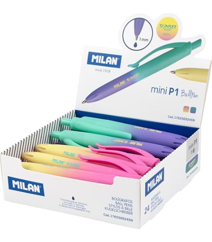 MILAN Compact Sunset - Espositore Da Banco Con 20 Penne A Sfera - Colori Sfumati Ispirati Al Tramonto (Inchiostro Blu)