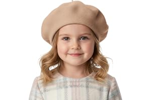 TOPTIE bérets en Laine pour Fille Français Classique Casquette Béret 9,5 Pouces de Diamètre